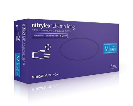 Нітрилові рукавички Nitrylex® PF Chemo Long (Довжинний манжет) L, фото 2