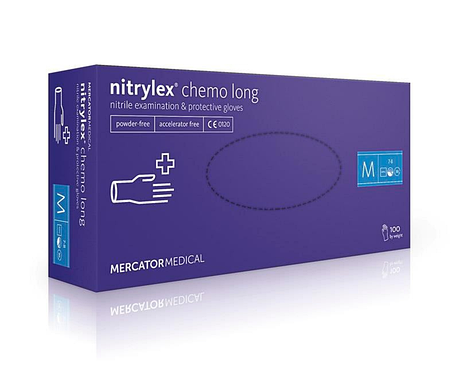 Нітрилові рукавички Nitrylex® PF Chemo Long (Довжинний манжет), фото 1