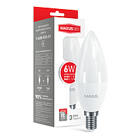 LED-лампа MAXUS C37 6W тепле світло E14 (1-LED-533-01)