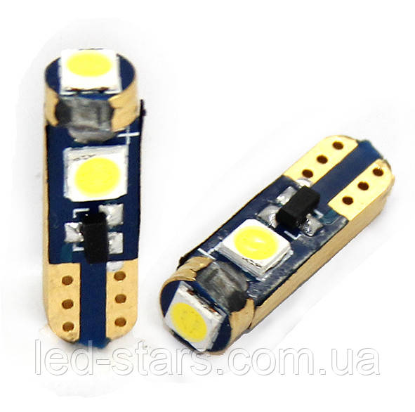 Синя світлодіодне автолампи Т5 (w1.2w), 3*3030SMD Golden Canbus Blue