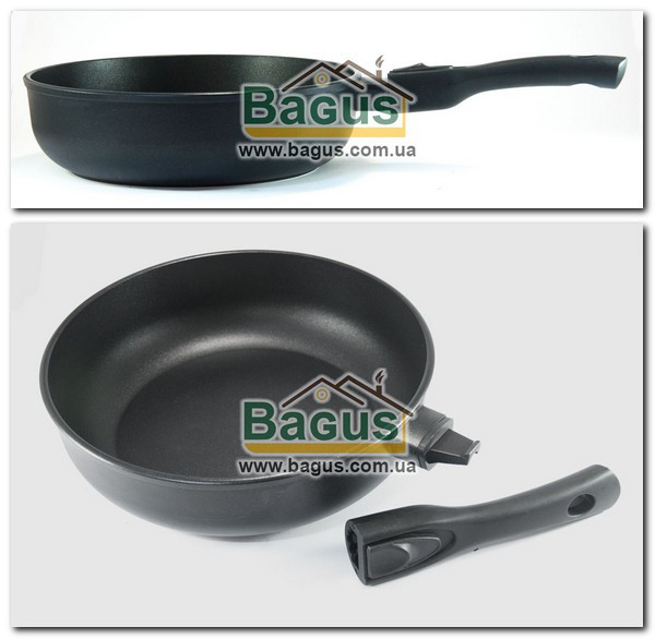 Сковорода (d-26 см, h-7,7 см) з антипригарним покриттям і знімною ручкою без кришки "Елегант" Біол (26091P)
