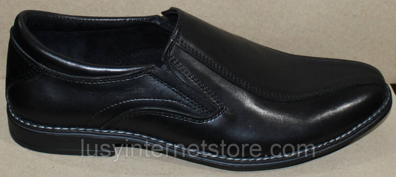 Чоловічі шкіряні туфлі чорні класика, шкіряне взуття чоловіче від виробника модель АМТ15КР, фото 1
