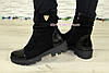 Черевики жіночі на тракторній підошві, натуральна чорна замша і лак, фото 8