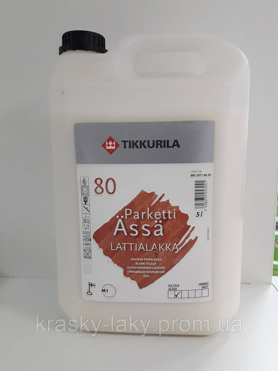 Лак Parketti Assa Tikkurila для паркета глянцевый водный Паркетти Ясся, 5л - фото 1 - id-p18177698