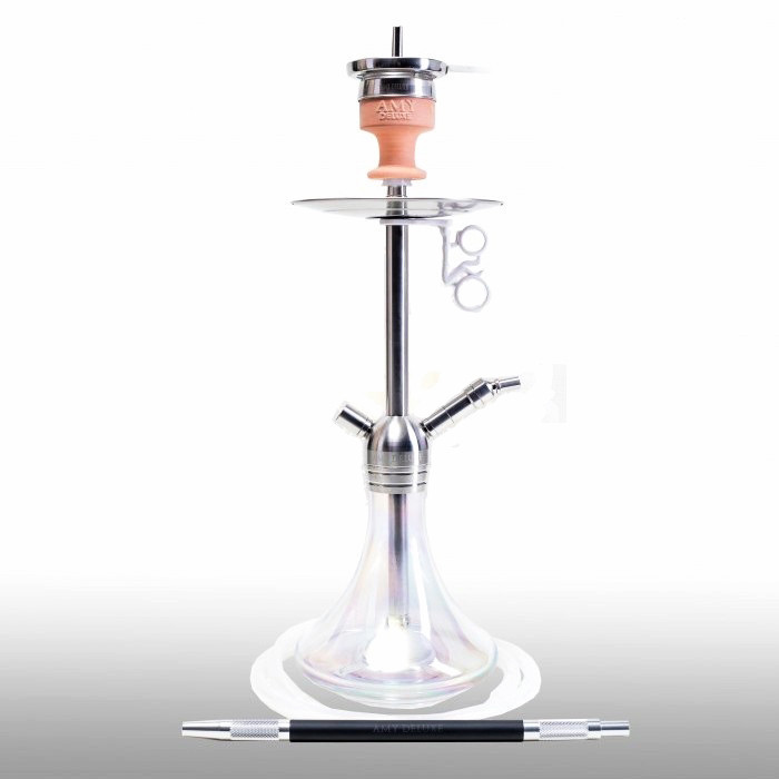 Кальян середній AMY Deluxe SS 13R Little stick Silver, компактний кальян з нержавіючої сталі, 57 см