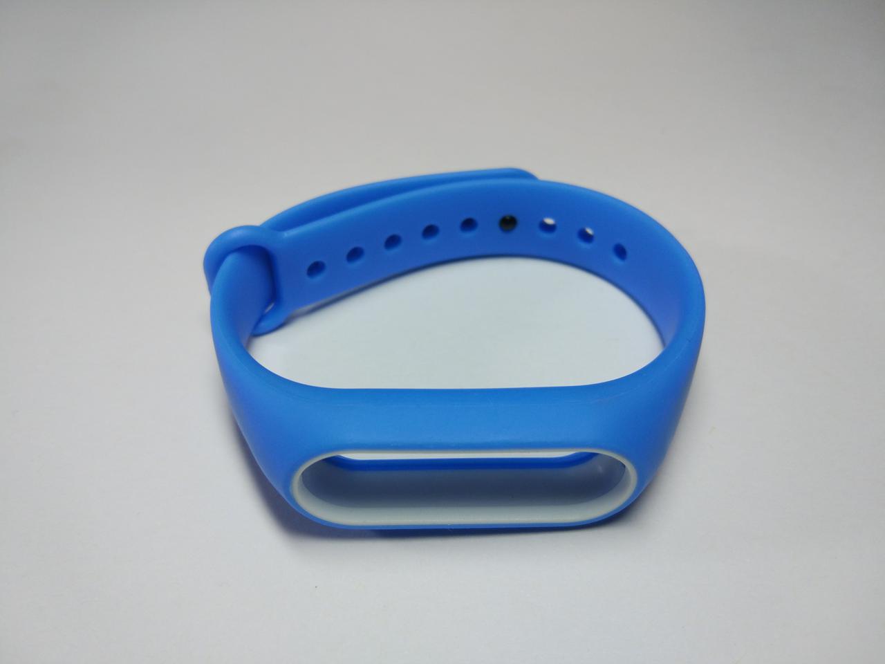 Ремінець Xiaomi Mi Band 2 з рамкою силіконовий браслет Темно-блакитний / Білий 1091P