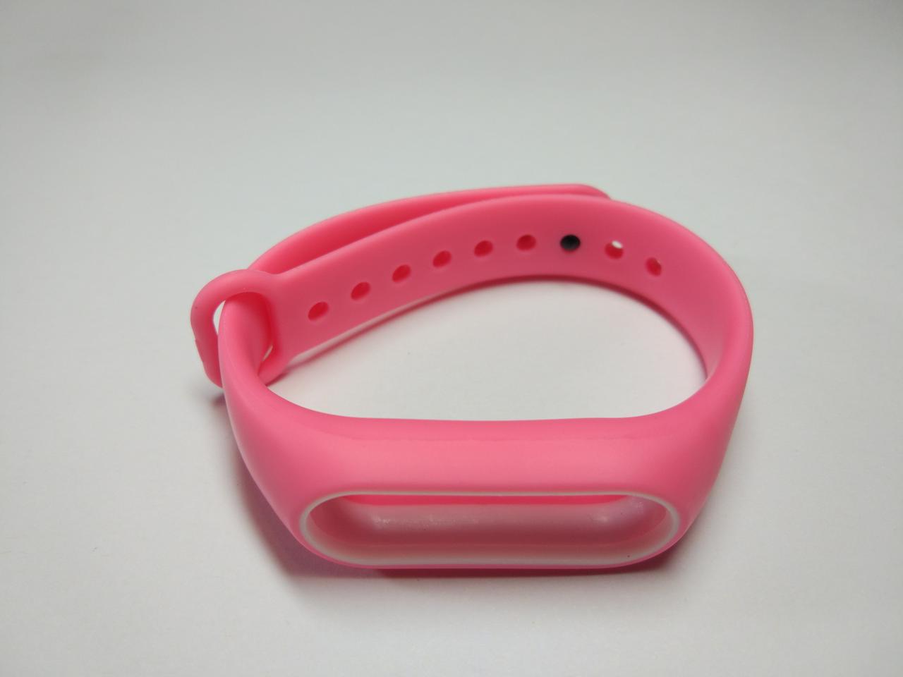 Ремінець Xiaomi Mi Band 2 з рамкою силіконовий браслет Рожевий / Білий 1091P