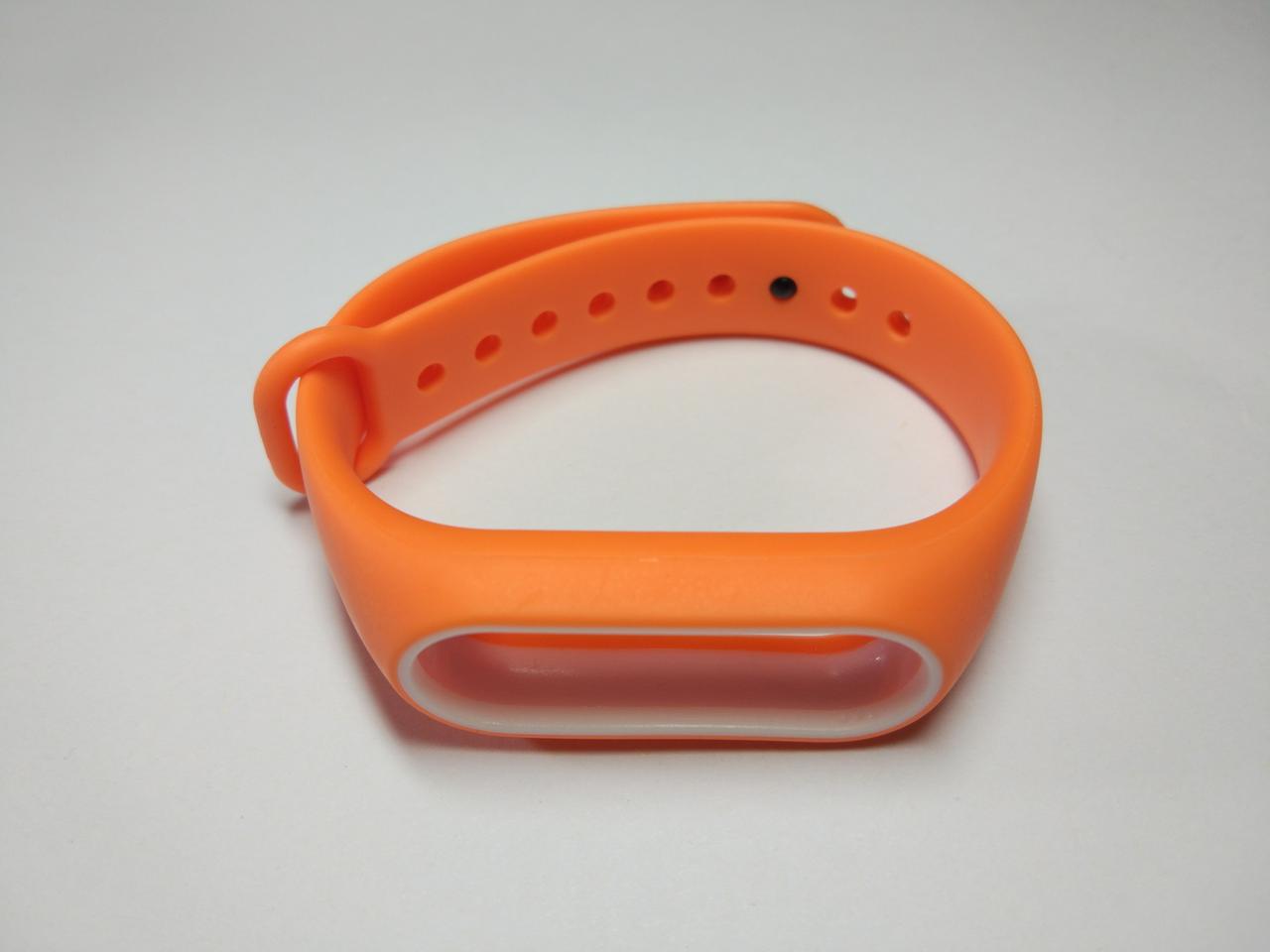 Ремінець Xiaomi Mi Band 2 з рамкою силіконовий браслет Помаранчевий / Білий 1091P