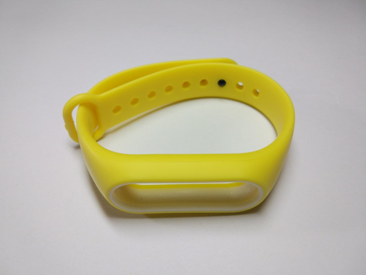 Ремінець Xiaomi Mi Band 2 з рамкою силіконовий браслет Жовтий / Білий 1091P