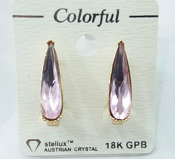113 Довгі рожеві сережки краплі, сережки позолота Colorful (сережки гурт Одеса 7 км).
