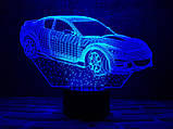 3D нічник "Автомобіль 6" (ВОЛІЧНЕ ЗОБРАЖЕННЯ) + пульт ДК + мережевий адаптер + батарейки (3ААА) 3DTOYSLAMP, фото 3