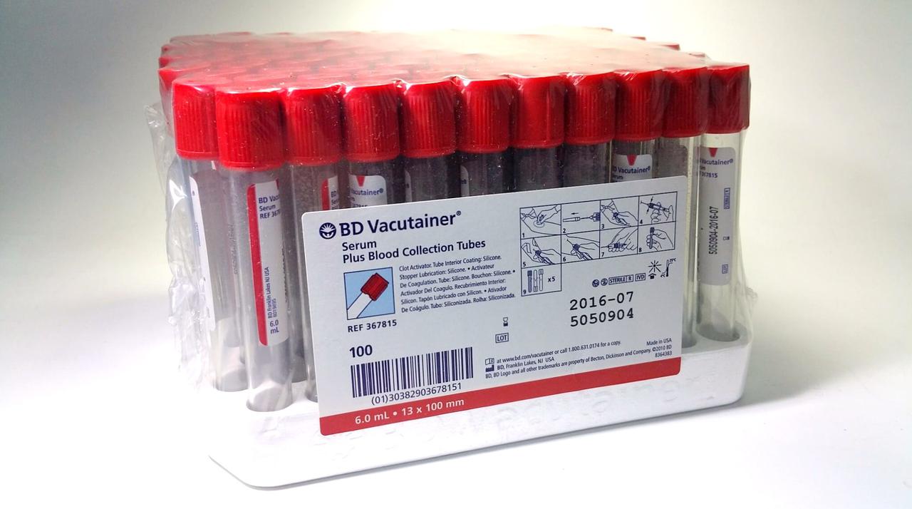 Пробирки с клот активатором BD Vacutainer с красной крышкой 4мл 13x75мм упаковка 100 шт. - фото 2 - id-p240533769