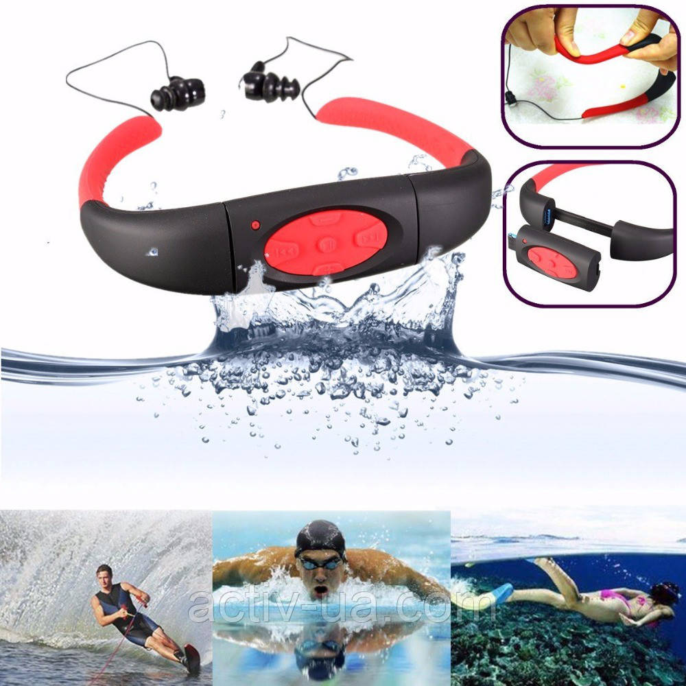 Плеєр водонепроникний для басейну KYK-168 на 8 гб з FM. Колір: червоний