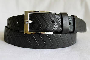 Стильний шкіряний ремінь 35 мм чорний  класичний 