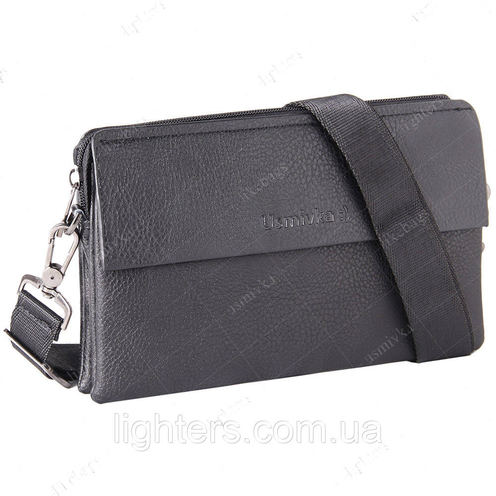 Гаманець чоловічий Usmivka чорний клатч 54339, фото 1