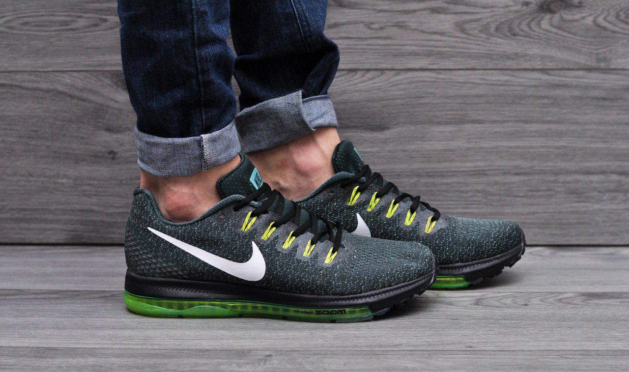 Стильные мужские кроссовки Nike zoom (зеленые) дышащие, ТОП-реплика