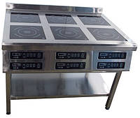 Индукционная плита Tehma 6х3,5 кВт шестиконфорочная напольная для кафе и столовой