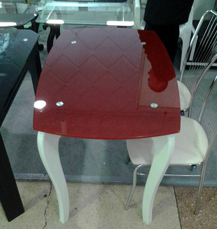 Скляний стіл на кухню на дерев'яних ніжках ДКС Класик-2 Антонік, колір на вибір, фото 2