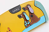 Гаманець клатч жіночий з аплікацією Собачки (жовтий), фото 3