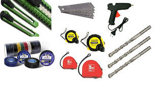 ІНСТРУМЕНТ (свердла, рулетки, степлер будівельний, ніж канцелярський, ізоляційна стрічка, інше)
