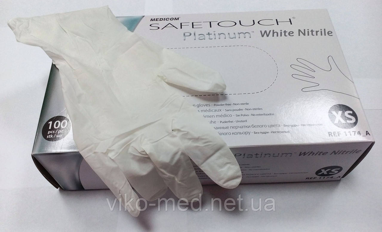 Рукавички нітрилові без пудри,  р.L, Safetouch AdvancedTM Platinum White (уп 50 пар), білі, 3,5 гр, фото 1
