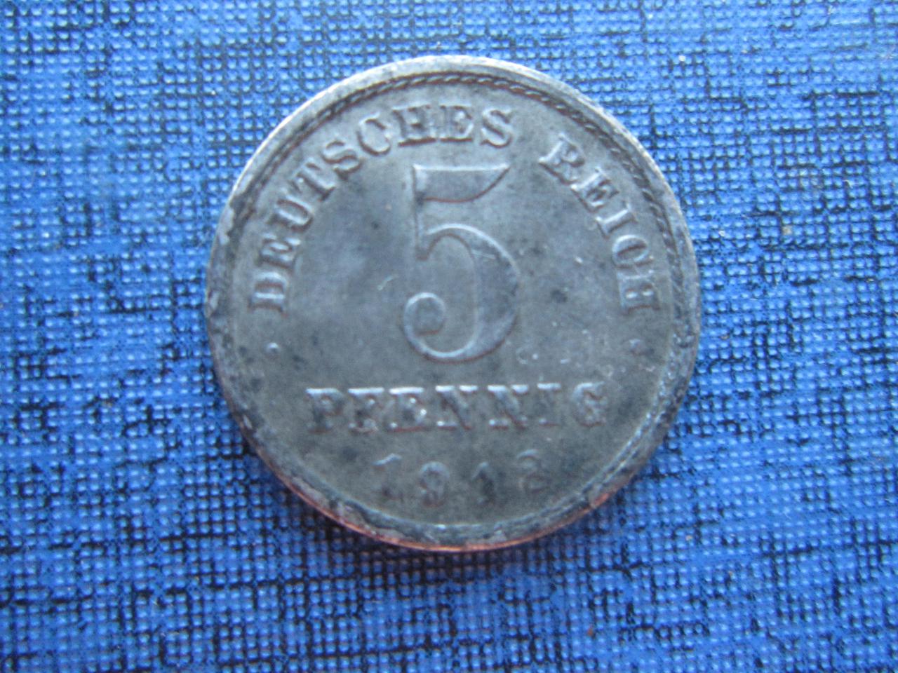 Монета 5 пфеннигов Германия империя 1918 F - фото 1 - id-p360413397