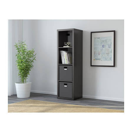 КАЛЛАКС Стеллаж 1х4, чорний, 40275846, IKEA, ИКЕА, KALLAX, фото 2