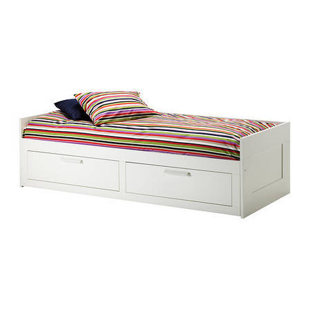 БРИМНЭС Каркас кушетки з 2 шухлядами, білий 80х200, 00228705, IKEA, ІКЕА, BRIMNES, фото 2
