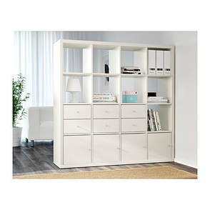 КАЛЛАКС Стелаж 4х4 скриньки, білий, 30275861, ІКЕА, ІКЕА, KALLAX, фото 2