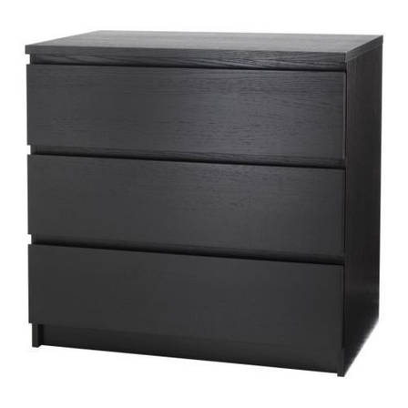 МАЛЬМ Комод, 3 ящика, черно-коричневый, 80103344, ІКЕА, ИКЕА, MALM, фото 2