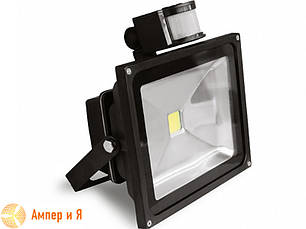 Прожектор світлодіодний із датчиком руху EUROELECTRIC LED COB 20 W 6500 K, фото 1