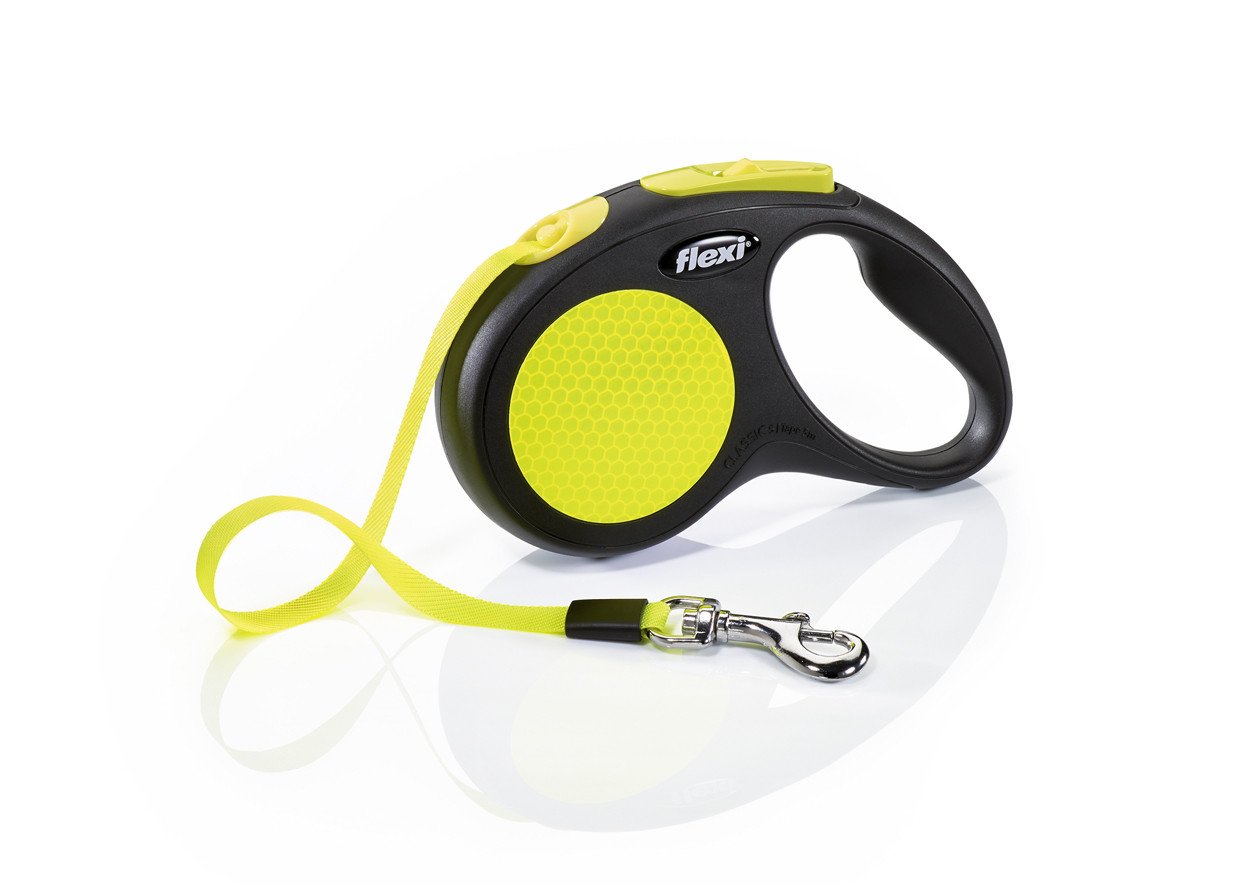 Flexi Neon S стрічка 5 метрів до 15 кг повідець-рулетка для собак жовта, фото 1