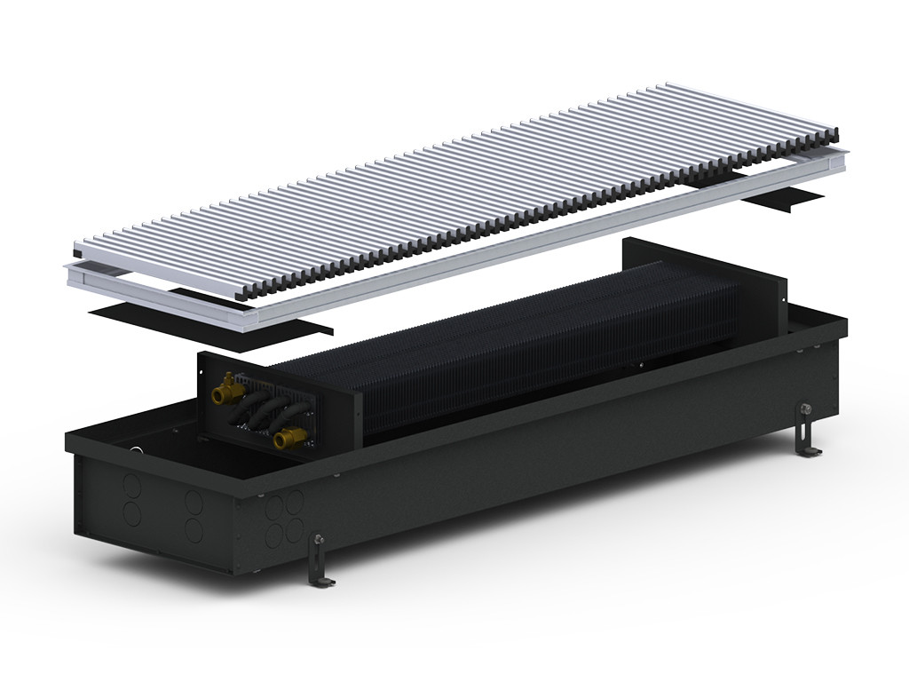 Внутрішньопідлоговий конвектор Carrera 4 S2 Black 2000-250-110, фото 1