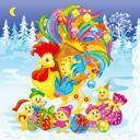 Салфетка ТМ Luxy 33*33, 3 шари, 20шт. Новорічний півень