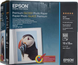 Фотопапір Epson глянцевий Premium Glossy, 255g/m2, 10х15, 500л (C13S041826)