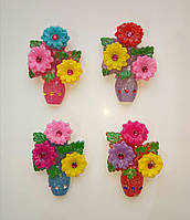 Магніти на холодильник ваза з квітами 6,5*5