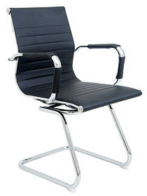 Офісне крісло Richman Балі-CF на полозах хром чорний кожзам для персоналу