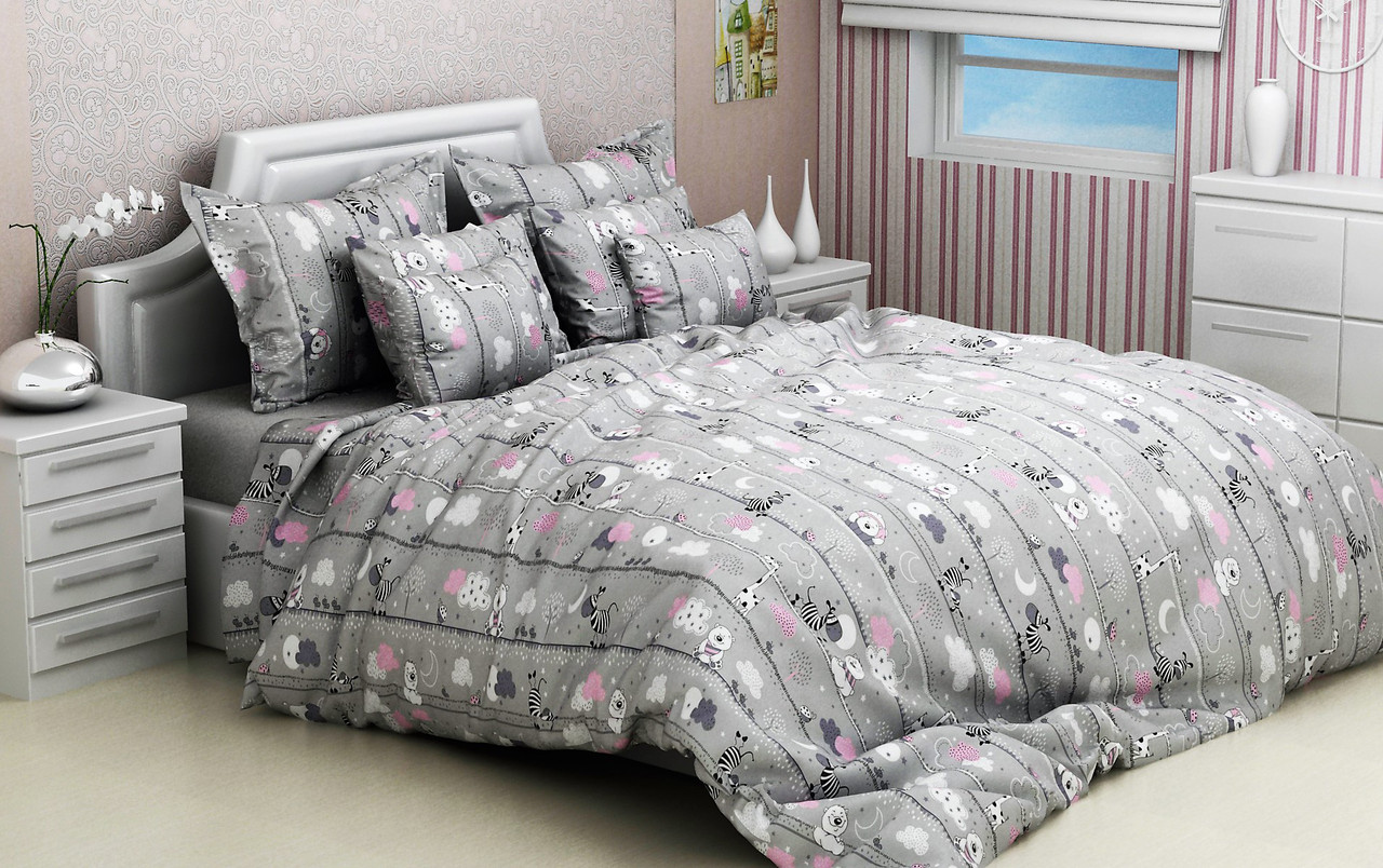 Тканина для постільної білизни Бязь "Gold" Lux дитяча GLB3004grey (50м)