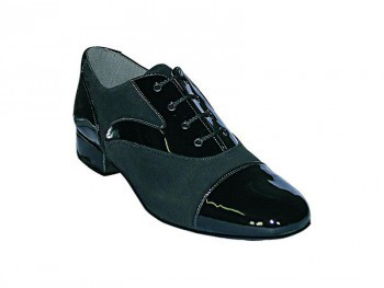 Туфли танцевальные мужские стандарт черные кожа+нубук - фото 1 - id-p638246289