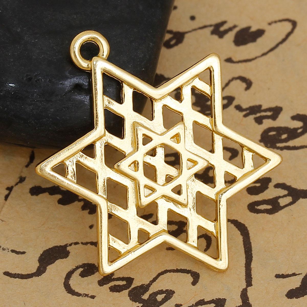 Підвіски металеві Finding Кулон зірка Давида Золотистий 32 мм x 25 мм