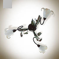 Потолочная люстра в стиле флора с листочками и цветочным плафоном 8733-1 серии "Лучия"