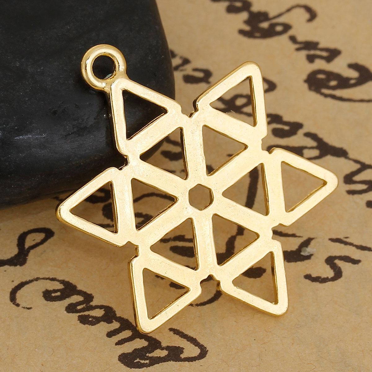 Підвіски металеві Finding Кулон зірка Давида Золотистий 33 мм x 25 мм
