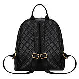 Рюкзак жіночий для дівчат, дівчаток з шкірозамінника стьобаний з чохлом для телефону, набір (чорний), фото 5
