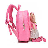 Рюкзак дитячий з іграшкою ведмежам для дівчинки (сріблястий), фото 6