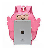 Рюкзак дитячий з іграшкою ведмежам для дівчинки (сріблястий), фото 7