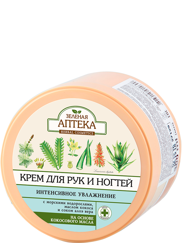 Крем для рук і нігтів Інтенсивне зволоження. З морськими водоростями 300 мл Зелена Аптека, фото 1