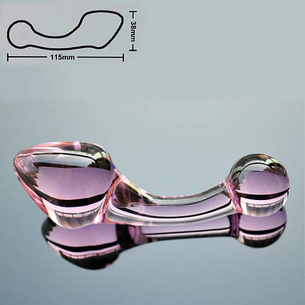 Анальний затор 3,8 см подвійний двосторонній рожевий Lynx Ice Cherry скло на подарунок, фото 3