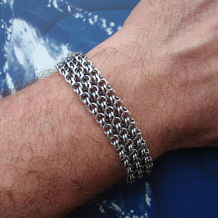 Срібний браслет, 200мм, 30 грам, плетіння потрійний Бісмарк, фото 2