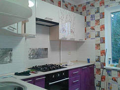 Модульна кухня Хай-тек. Колір білий перламутр / бузок перламутр