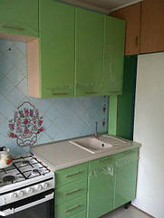 кухня "ХайТек" - корпус дуб молочний, фасад білий перламутр